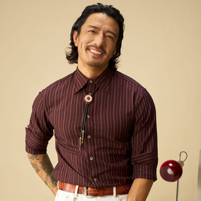 SOARIN英伦复古条纹西装衬衫男 老钱风免烫抗皱商务绅士长袖衬衣