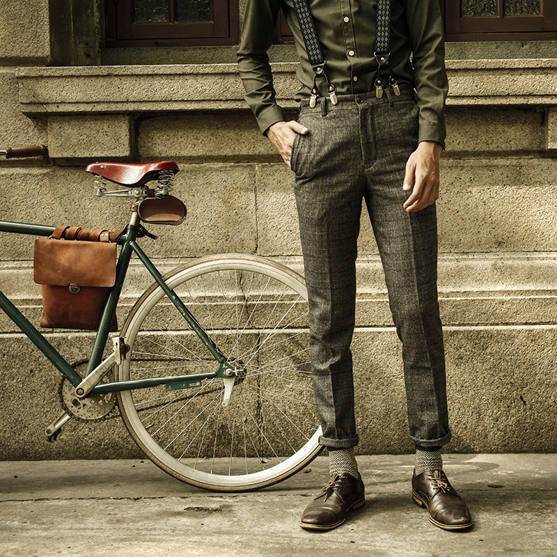 SOARIN英倫風複古格子小腳西裝褲男 商務休閑正裝格紋垂感錐形褲在類目 男裝, 休閒褲中 - 來自Buy2taobao.com提供專業的淘寶代購服務