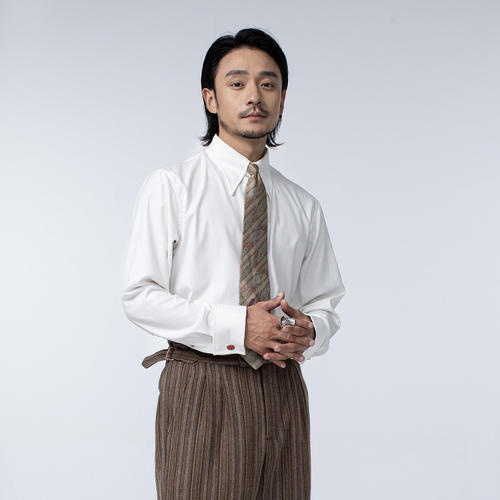 SOARIN意式绅装长尖领长袖衬衫男高级感商务正装白色法式西装衬衣