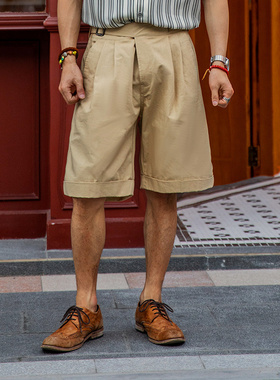 SOARIN原创设计感廓尔喀裤男 英伦复古百慕大短裤休闲宽松五分裤