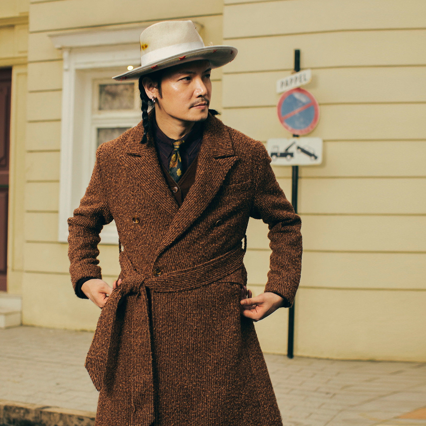 SOARIN复古老钱风羊毛呢马球大衣男双排扣提花条纹中长款风衣外套,男装,毛呢大衣,淘宝优惠券,粉丝福利购,淘宝优惠卷