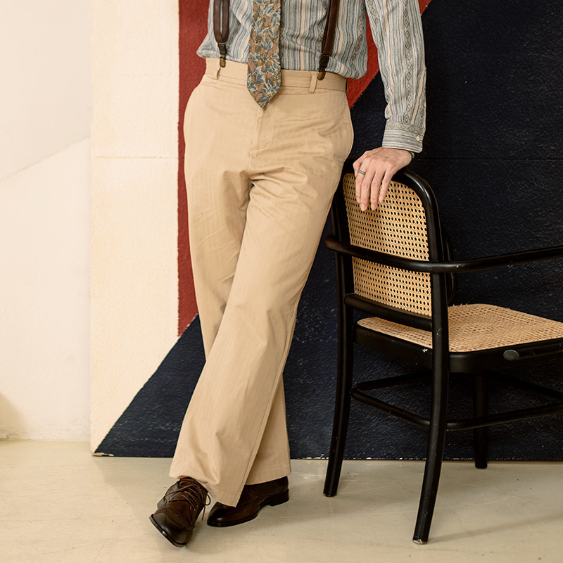 SOARIN英伦风复古条纹九分西裤男 高级感商务正装修身锥形西装裤