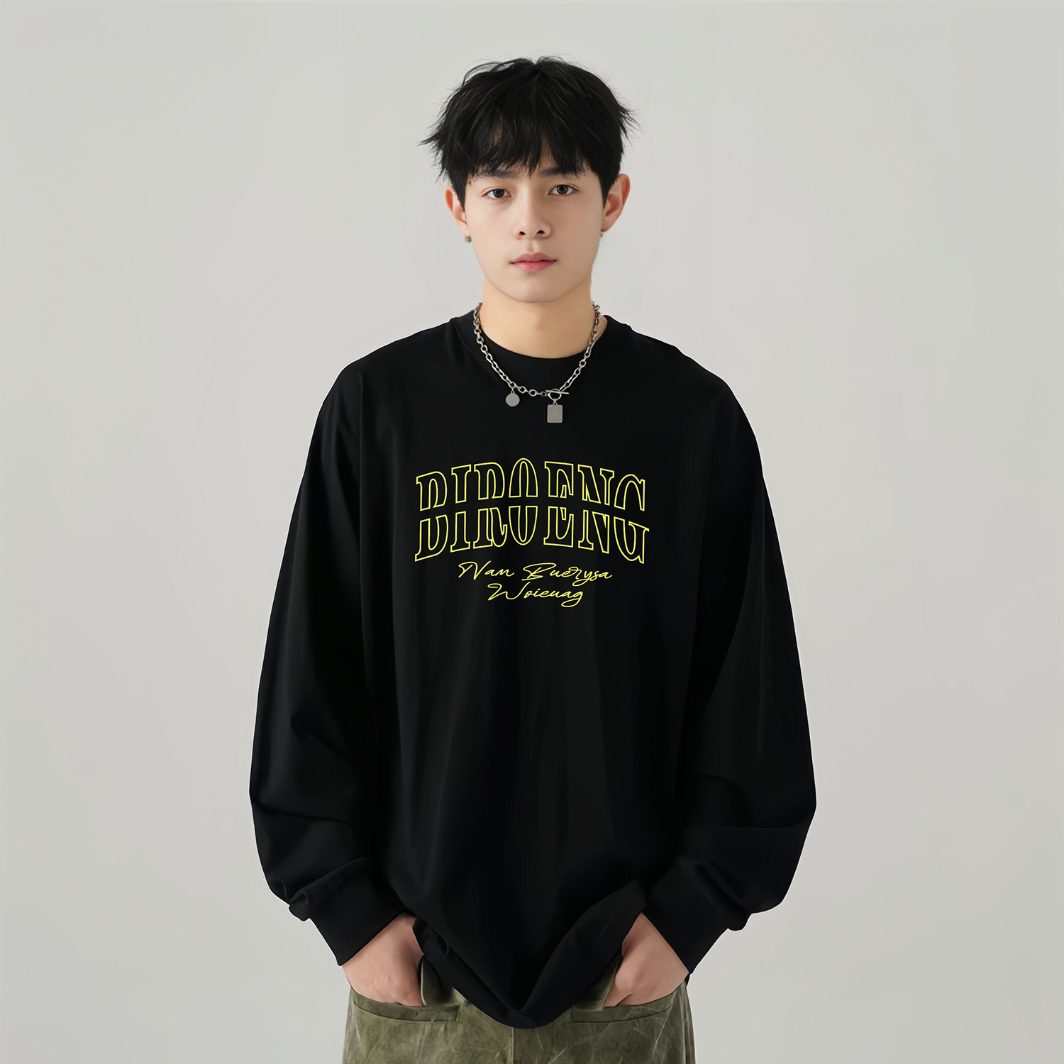 2025秋季新款长袖T恤A336-2-V668V-P38-限价58（纯棉）,男装T恤,电商A336-2