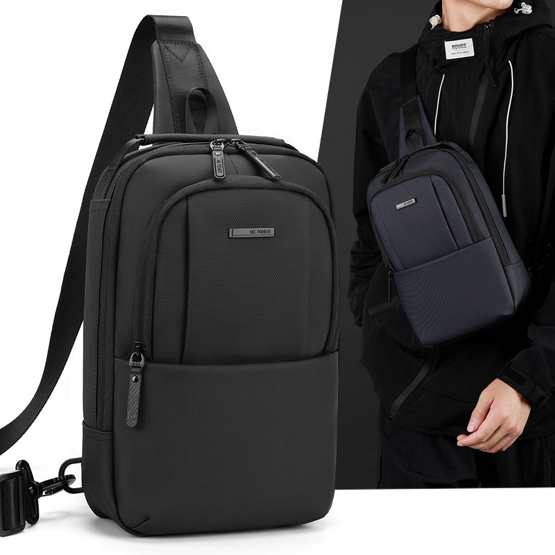 男士斜挎胸包2025新款简约休闲单肩包便携大容量都市户外骑行男包