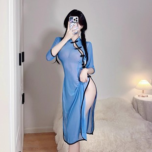 性感内衣房事高级潮床上擦边情趣睡衣女胖mm大码民国网纱透视旗袍