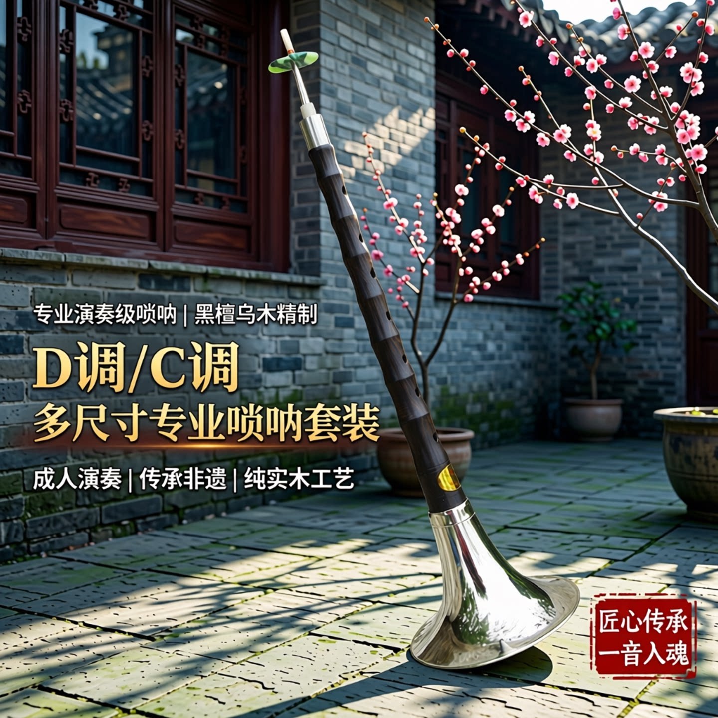唢呐乐器全套专业演奏黑檀乌木d调大中小号实木C调配乐器包成人G