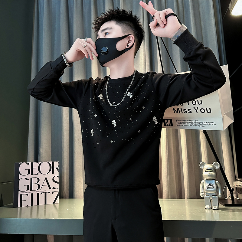 烫钻潮牌百搭男装卫衣修身外套