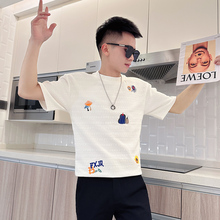 夏季痞帅短袖t恤男款修身潮流体恤2025新款爆款高端潮牌重磅衣服