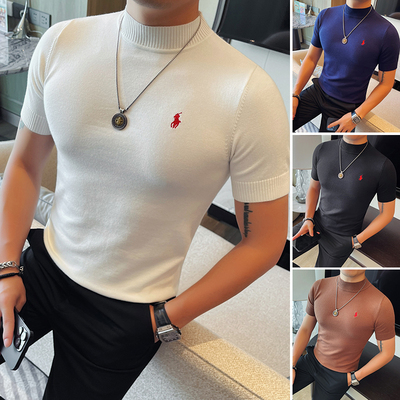 半高领毛衣男短袖高级感内搭上衣