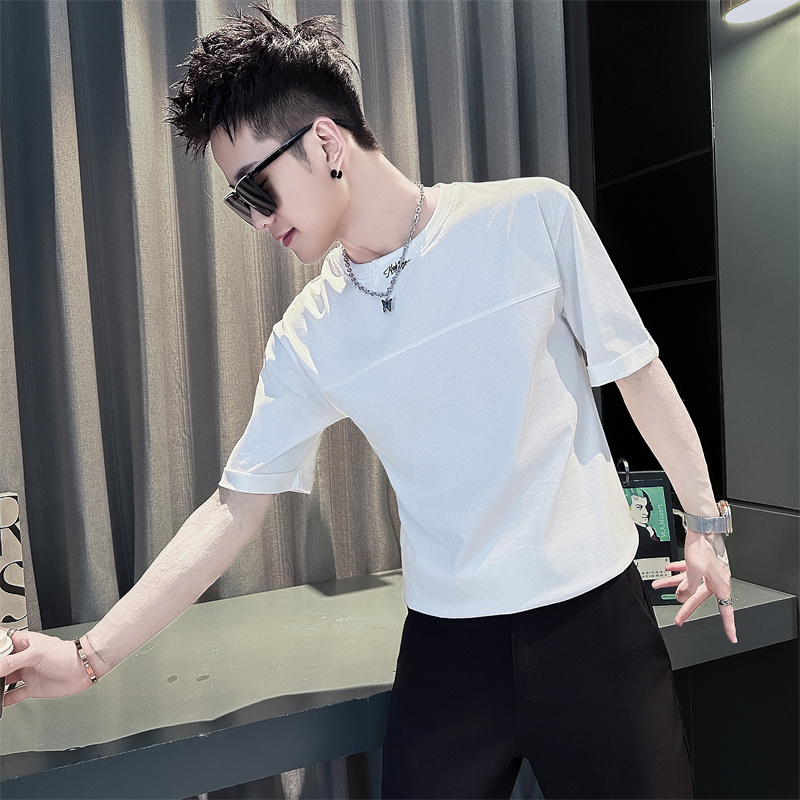 痞帅短袖t恤男潮流帅气纯棉体恤