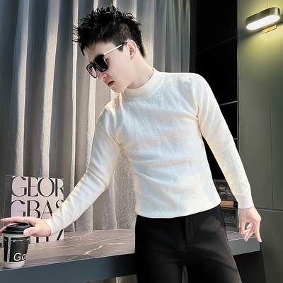 冬季半高领毛衣男款高级感针织衫