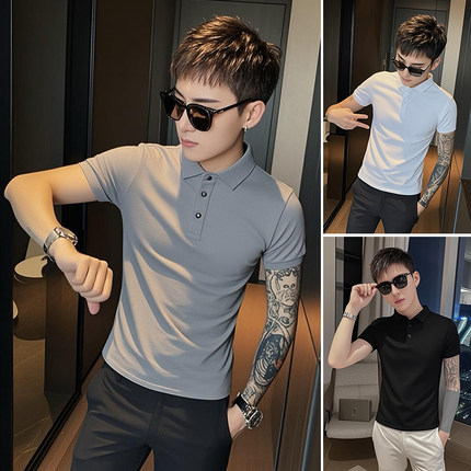 polo衫男款短袖休闲高端潮流t恤2025新款夏季高级感潮牌体恤衣服