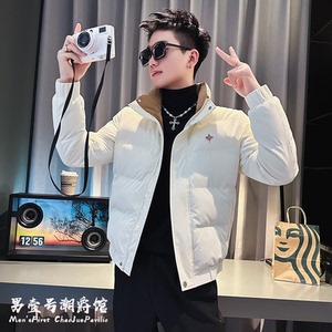 精神小伙棉衣男士修身潮牌上衣2024新款冬季羽绒棉服加厚保暖外套