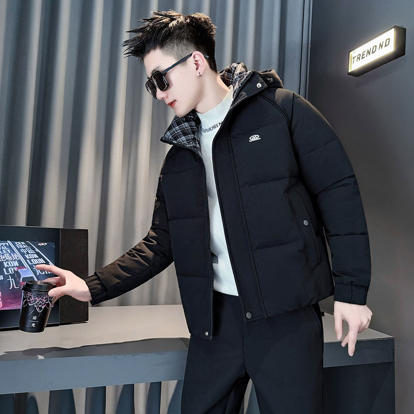 冬季高级感棉衣男连帽休闲羽绒服