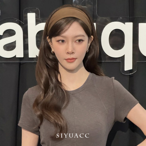 宋妍霏同款棕色针织无痕发带女