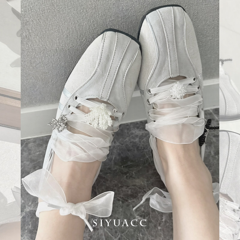 气质芭蕾鞋鞋扣春夏新款韩系时尚百搭运动鞋鞋花鞋子鞋饰配饰女