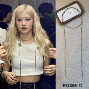 rose同款竹节项链韩系气质高级感系脖颈链轻奢choker锁骨链配饰女