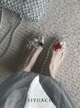果冻鞋鞋花水晶鞋洞洞鞋珠花鞋扣