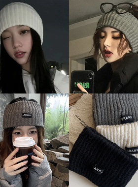 newjeans同款宽边厚发带秋冬新款灰色毛线头带气质百搭保暖头饰女
