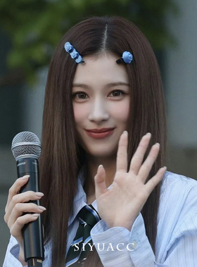 sana同款蓝色玫瑰花发夹2025韩系甜美发卡刘海侧边夹头饰发饰女