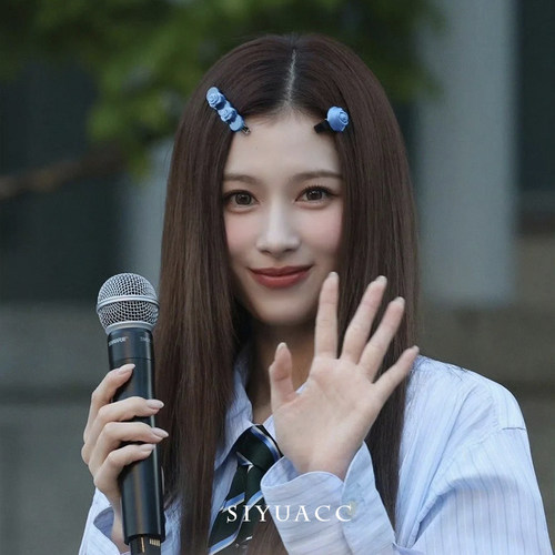 sana同款蓝色玫瑰花发夹甜美发卡
