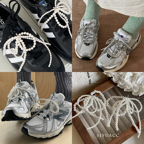 ins韩国蝴蝶结珍珠鞋扣鞋子配饰