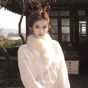 新中式毛领围脖女冬季保暖高级感仿狐狸毛毛围巾时尚环保毛绒披肩