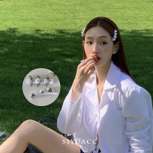 韩系白色小花发夹气质百搭玫瑰花朵发卡碎发刘海侧边夹头饰发饰女