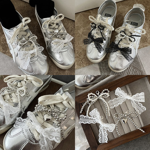 公主蝴蝶结珍珠鞋扣时尚百搭鞋子挂件装饰小众鞋花鞋带扣鞋饰配饰