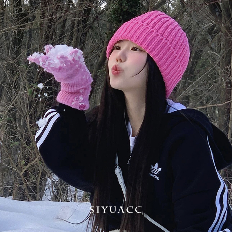 粗线针织帽2023冬季新款大头围