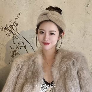 韩版复古交叉毛线发带秋冬高级感宽边针织头带甜美百搭头饰发饰女