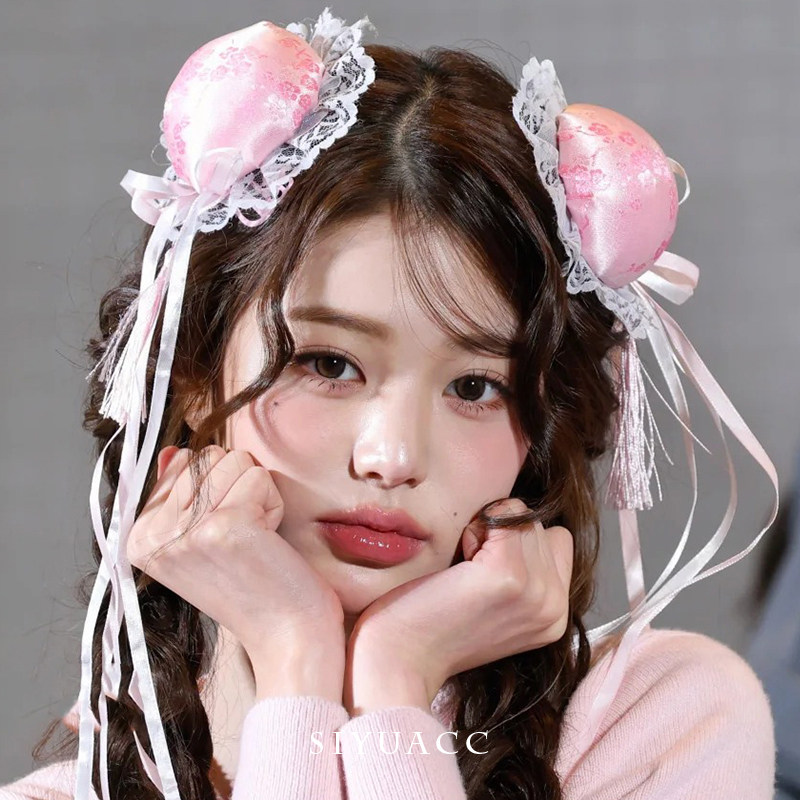 张元英同款粉色中华娘发包发夹可爱蝴蝶结蕾丝流苏边夹头饰发饰女,饰品/流行首饰/时尚饰品新,发饰,淘宝优惠券,粉丝福利购,淘宝优惠卷