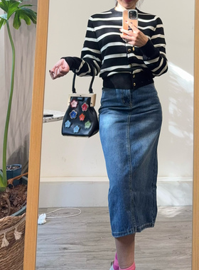 2025条纹超短款显瘦羊毛混纺针织开衫女装休闲修身针织衫