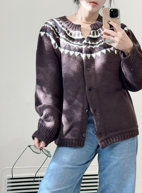 C家女装 2025冬季新品费尔岛提花毛衣羊毛混纺针织开衫1311831001