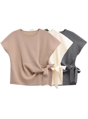 多色结饰软质圆领短袖卫衣 0858673~VEN&TELLA秋冬欧美风