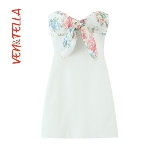 VEN&TELLA秋冬欧美风 3067303 时尚 印花薄围巾饰短连衣裙