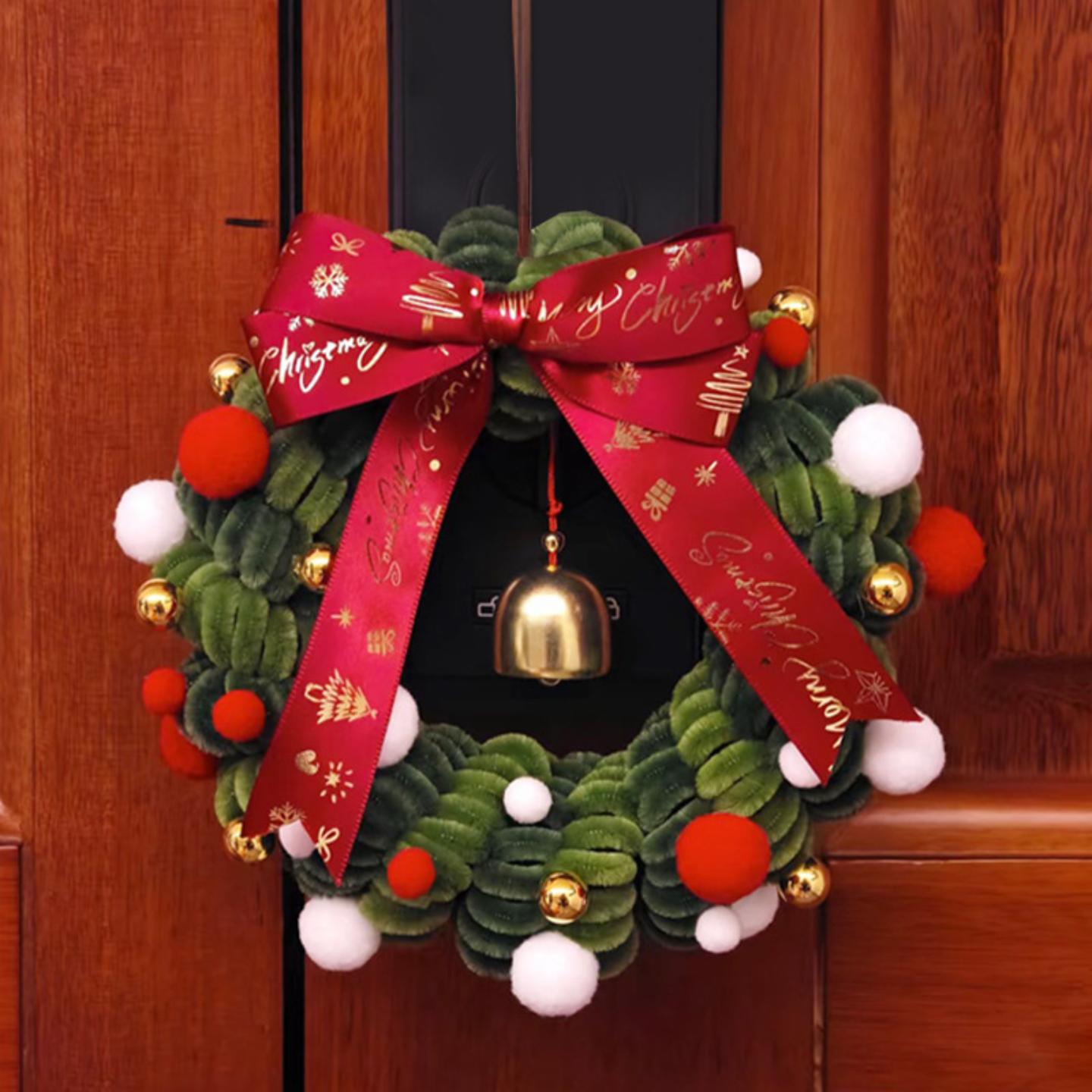 圣诞花环铃铛车挂门挂扭扭棒手工