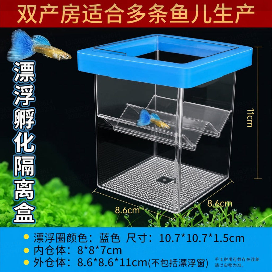 方形漂浮孵化隔离盒繁殖盒鱼缸内小型幼鱼母鱼孵化器孔雀鱼繁殖器