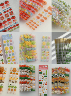 韩国hookka可爱咕卡手账装饰贴纸凸起动物ins风防水水晶装饰贴纸