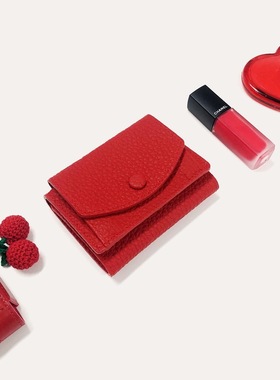 韩国malling booth牛皮三折硬币零钱包短款迷你卡包可爱小皮夹ins