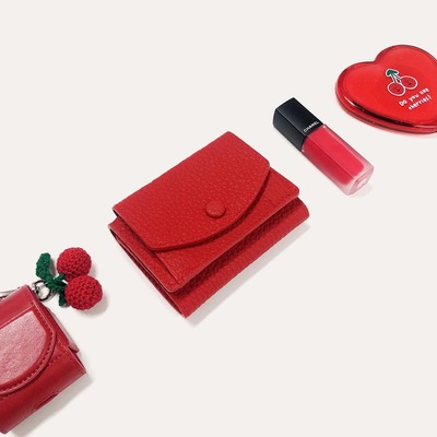 韩国mallingbooth牛皮三折硬币