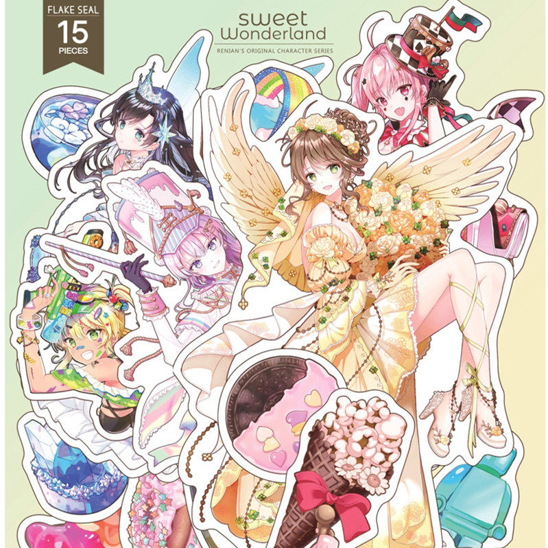 韩国paint box漫画女生可移手账贴纸n次贴装饰贴纸全息镭射甜蜜贴