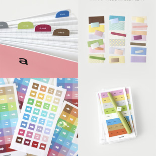 韩国OAB方形主题标签贴波点条纹咕卡手账贴箭头日记装 饰索引贴纸