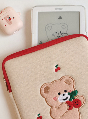 韩国Malling Booth可爱熊刺绣笔记本电脑包11/13/15寸防震收纳包