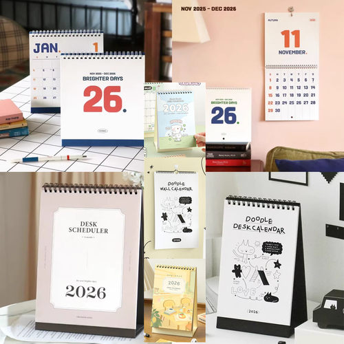 韩国iconic2026年黑白涂鸦台历