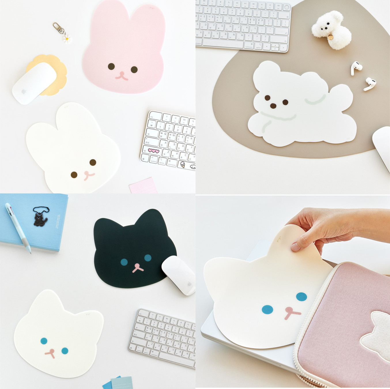 韩国live work可爱粉白兔兔子猫猫头像装饰鼠标垫小狗狗PVC鼠标垫