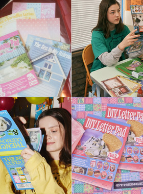 韩国thence可爱猫咪狗狗彩页信纸DIY创意裁剪记事本可撕信纸本