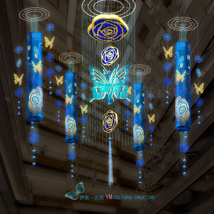 样板间售楼处创意艺术吊挂装饰品轻奢酒店别墅楼梯间走廊玄关装置