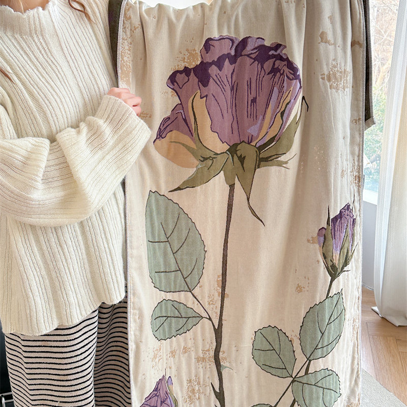 原创花卉浴巾纯棉纱布成人女家用全棉吸水速干不掉毛情侣洗澡裹巾,居家布艺,浴巾,淘宝优惠券,粉丝福利购,淘宝优惠卷
