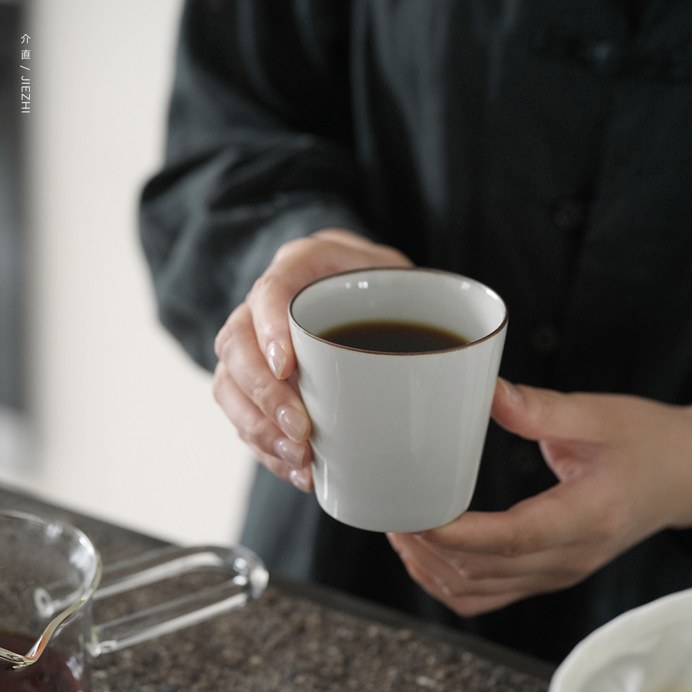 介直 诸野系列猪口杯青花铁线手握杯咖啡茶早餐杯陶瓷器皿芥埴,餐饮具,咖啡杯,淘宝优惠券,粉丝福利购,淘宝优惠卷